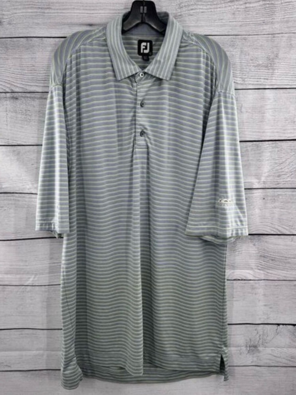 FootJoy Lime Green-Gray Striped Performance Polo